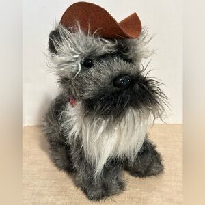 Rufus the Cowboy Schnauzer Dog Stuffed Animal Cardinal Labs Gold Metal Pets